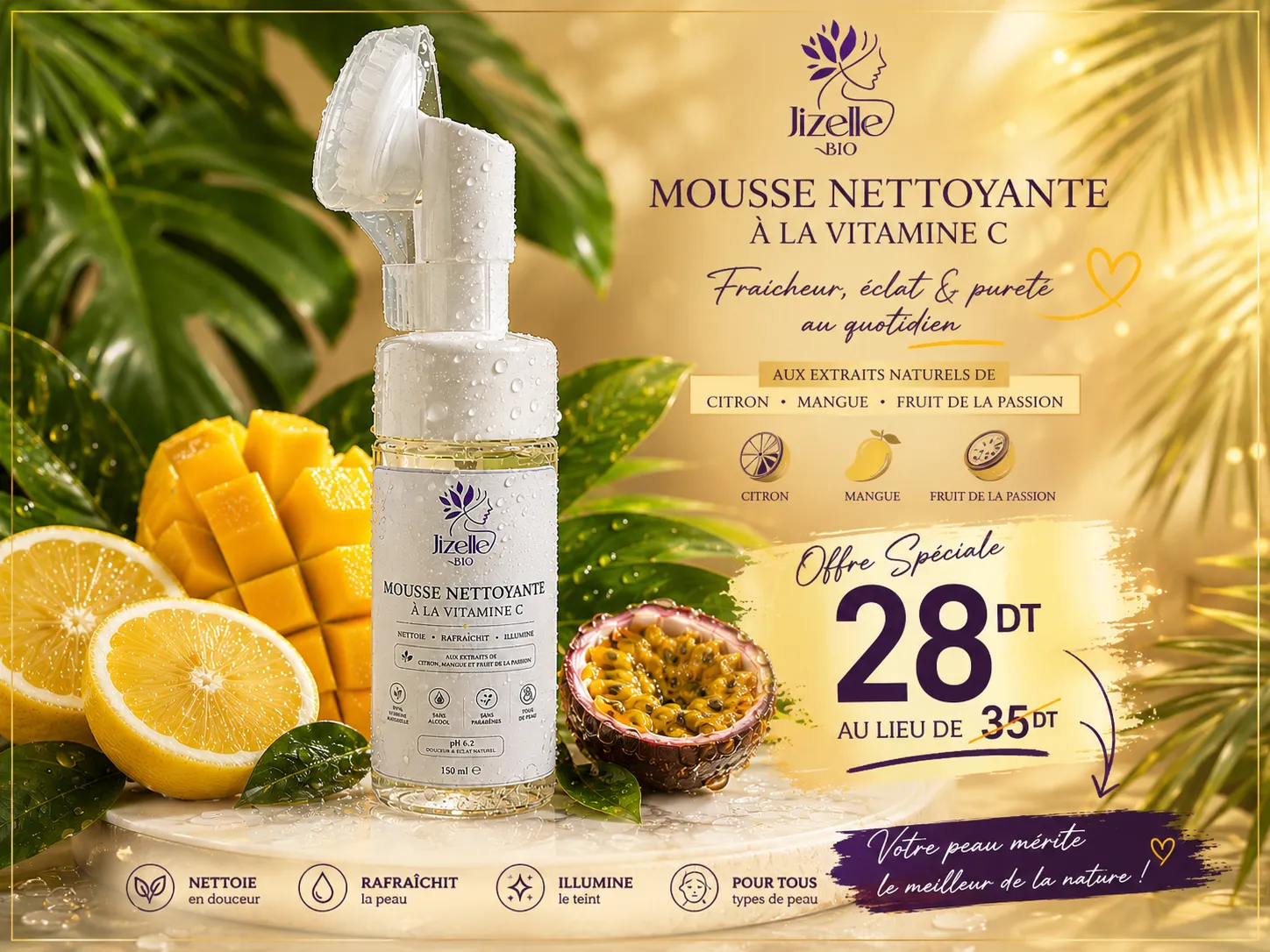 Promo mousse nettoyante a la vitaine c